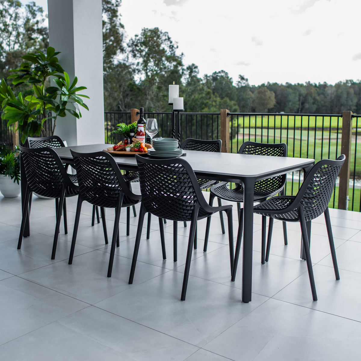 best-outdoor-furniture-Roma York - 9pce (220x100) - Outdoor Dining Set #color_BLACK-CHARCOAL
