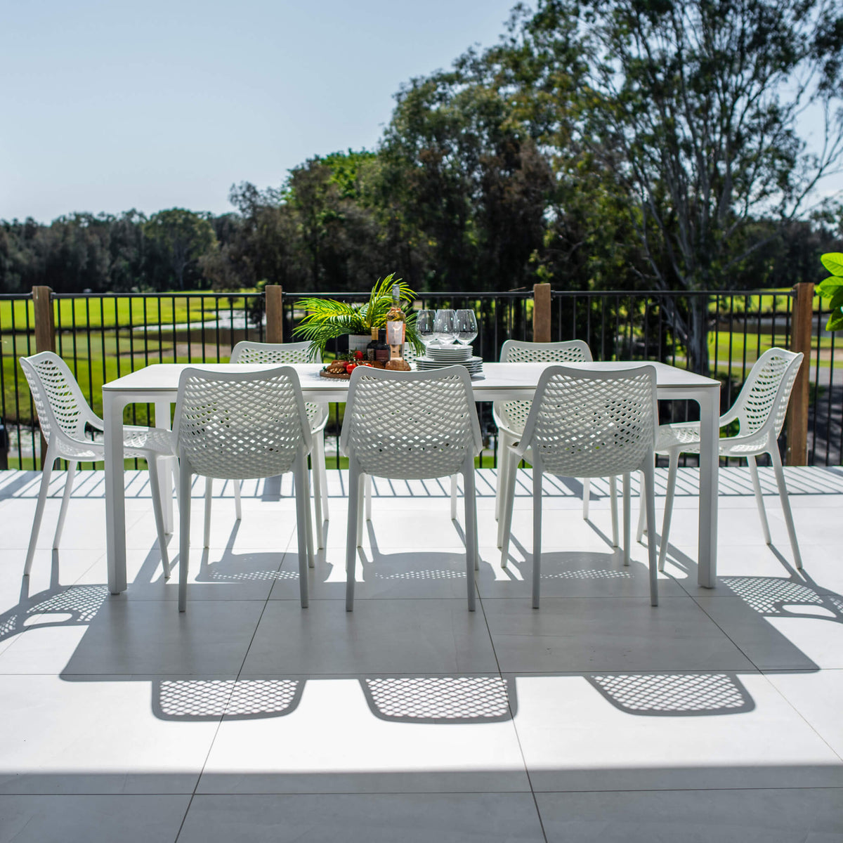 best-outdoor-furniture-Roma York - 9pce (220x100) - Outdoor Dining Set #color_WHITE-GREY