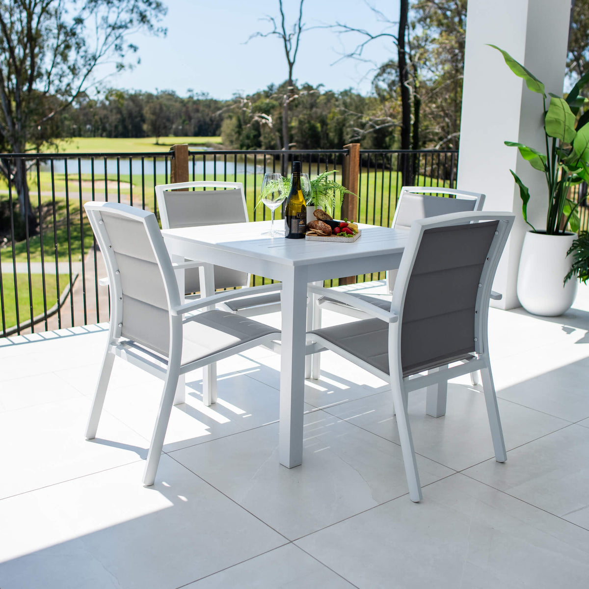 Shelby - Alum Slat - 5pce Outdoor Dining Set (90cm)