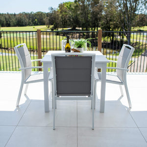 best-outdoor-furniture-Shelby - Alum Slat - 5pce Outdoor Dining Set (90cm) #color_WHITE