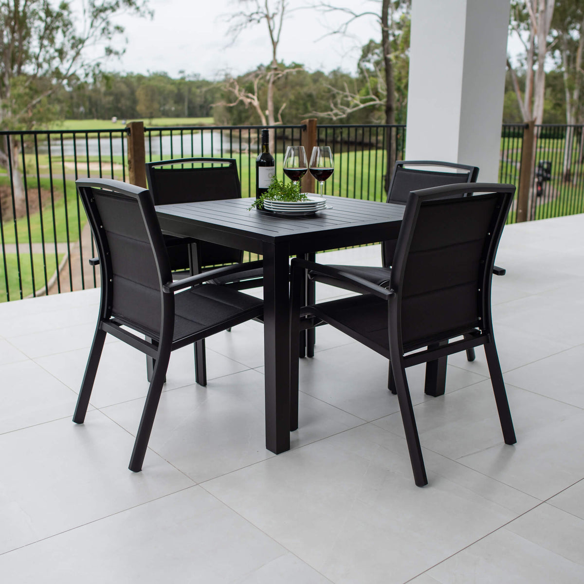 Shelby - Alum Slat - 5pce Outdoor Dining Set (90cm)