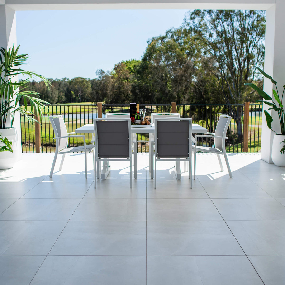 Shelby - Bergen Moon Slat - 7pce Outdoor Dining Set (180cm)