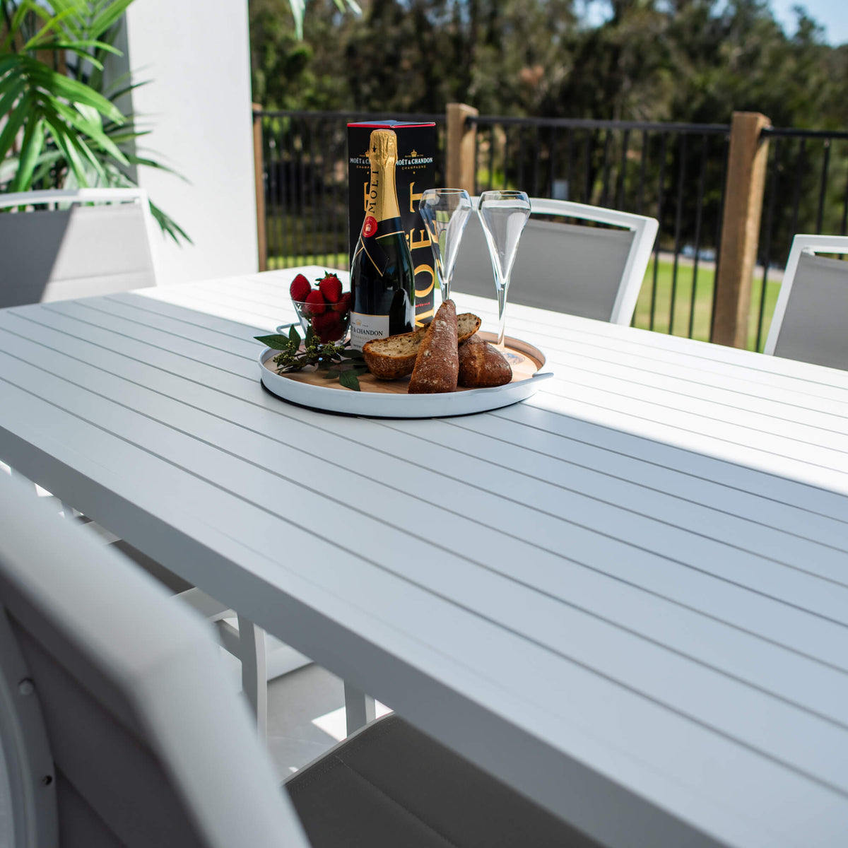 Shelby - Bergen Moon Slat - 7pce Outdoor Dining Set (180cm)