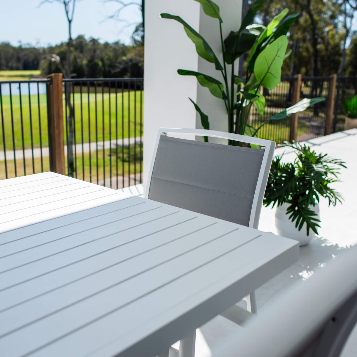 Shelby - Bergen Moon Slat - 7pce Outdoor Dining Set (180cm)