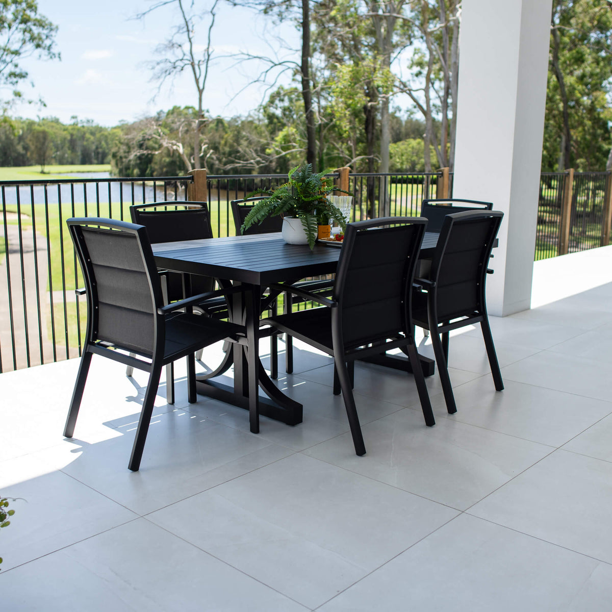 Shelby - Bergen Moon Slat - 7pce Outdoor Dining Set (180cm)