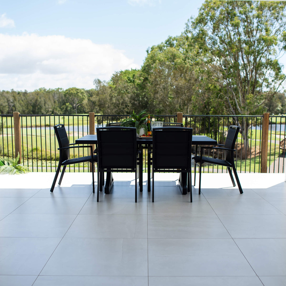 Shelby - Bergen Moon Slat - 7pce Outdoor Dining Set (180cm)