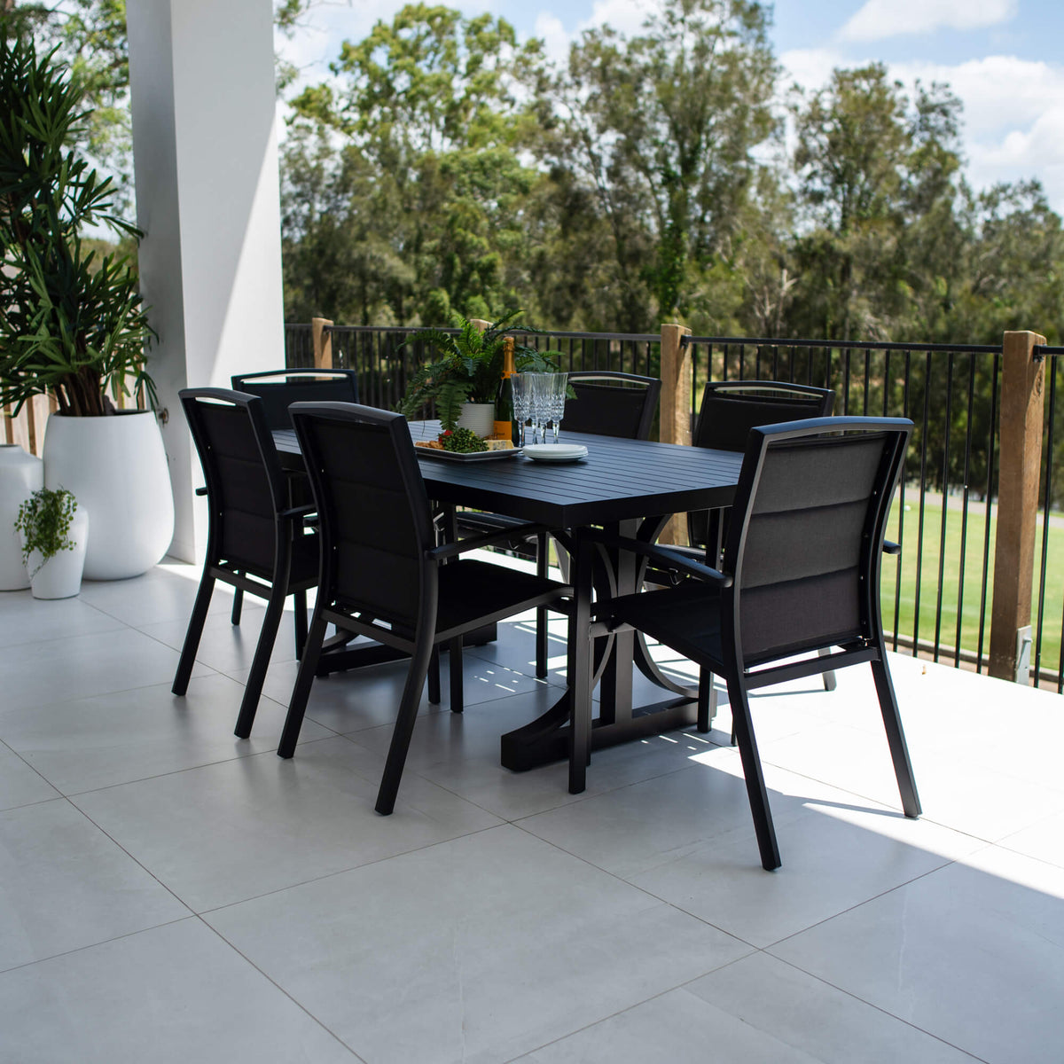 Shelby - Bergen Moon Slat - 7pce Outdoor Dining Set (180cm)