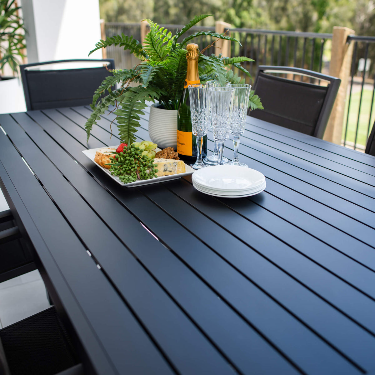 Shelby - Bergen Moon Slat - 7pce Outdoor Dining Set (180cm)