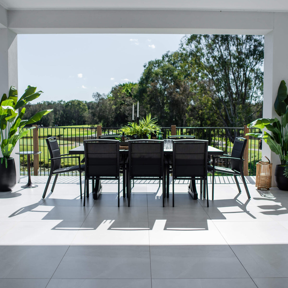 Shelby-Bergen Moon Aluminium Slat - 9pce Outdoor Dining Set (220x100cm)