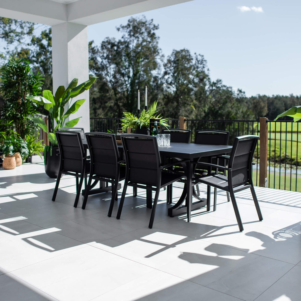 Shelby-Bergen Moon Aluminium Slat - 9pce Outdoor Dining Set (220x100cm)