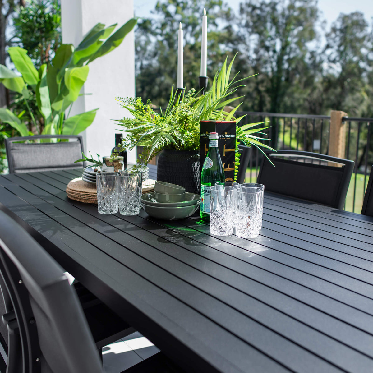 Shelby-Bergen Moon Aluminium Slat - 9pce Outdoor Dining Set (220x100cm)