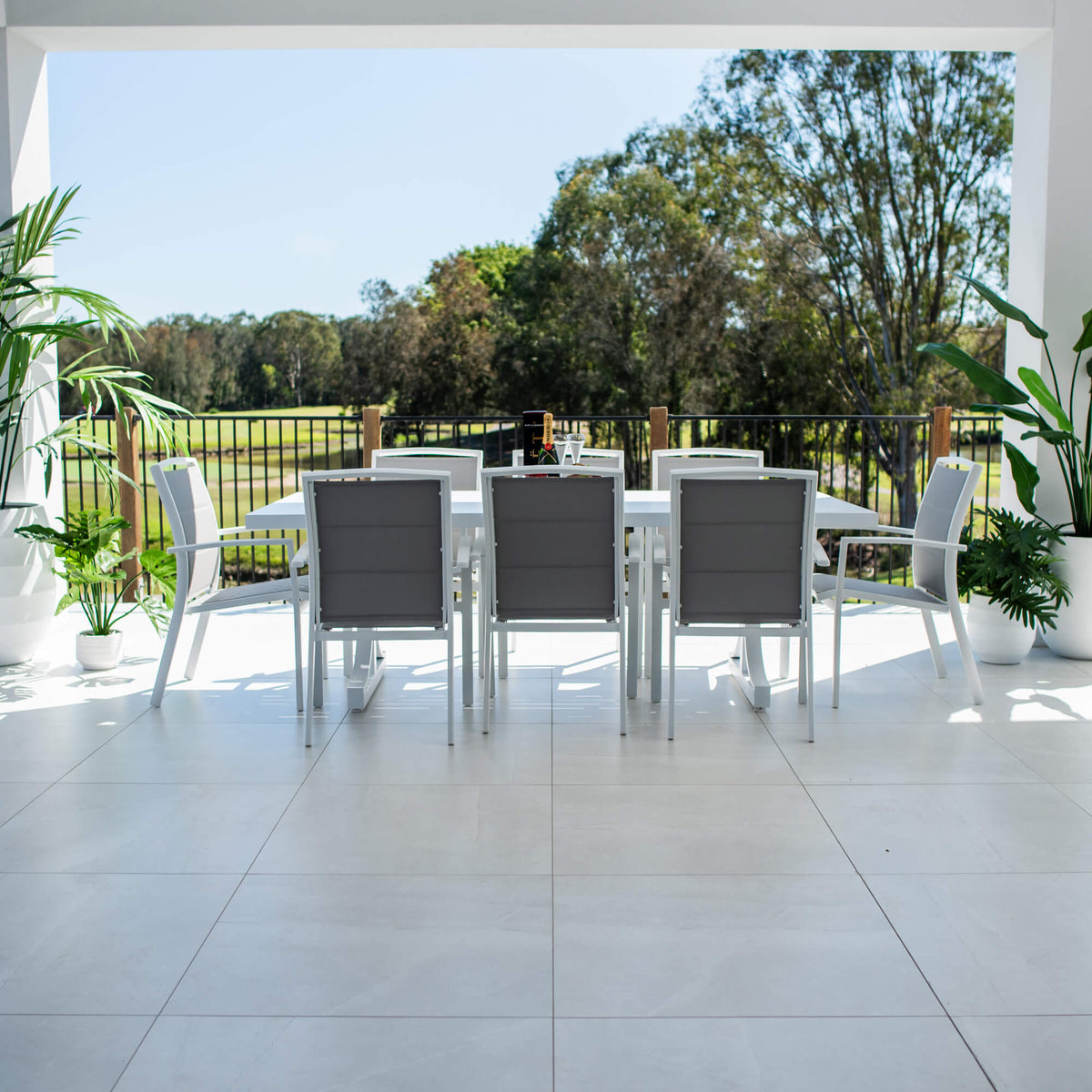 Shelby-Bergen Moon Aluminium Slat - 9pce Outdoor Dining Set (220x100cm)