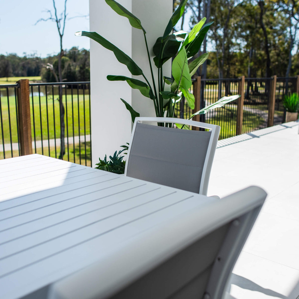 Shelby-Bergen Moon Aluminium Slat - 9pce Outdoor Dining Set (220x100cm)