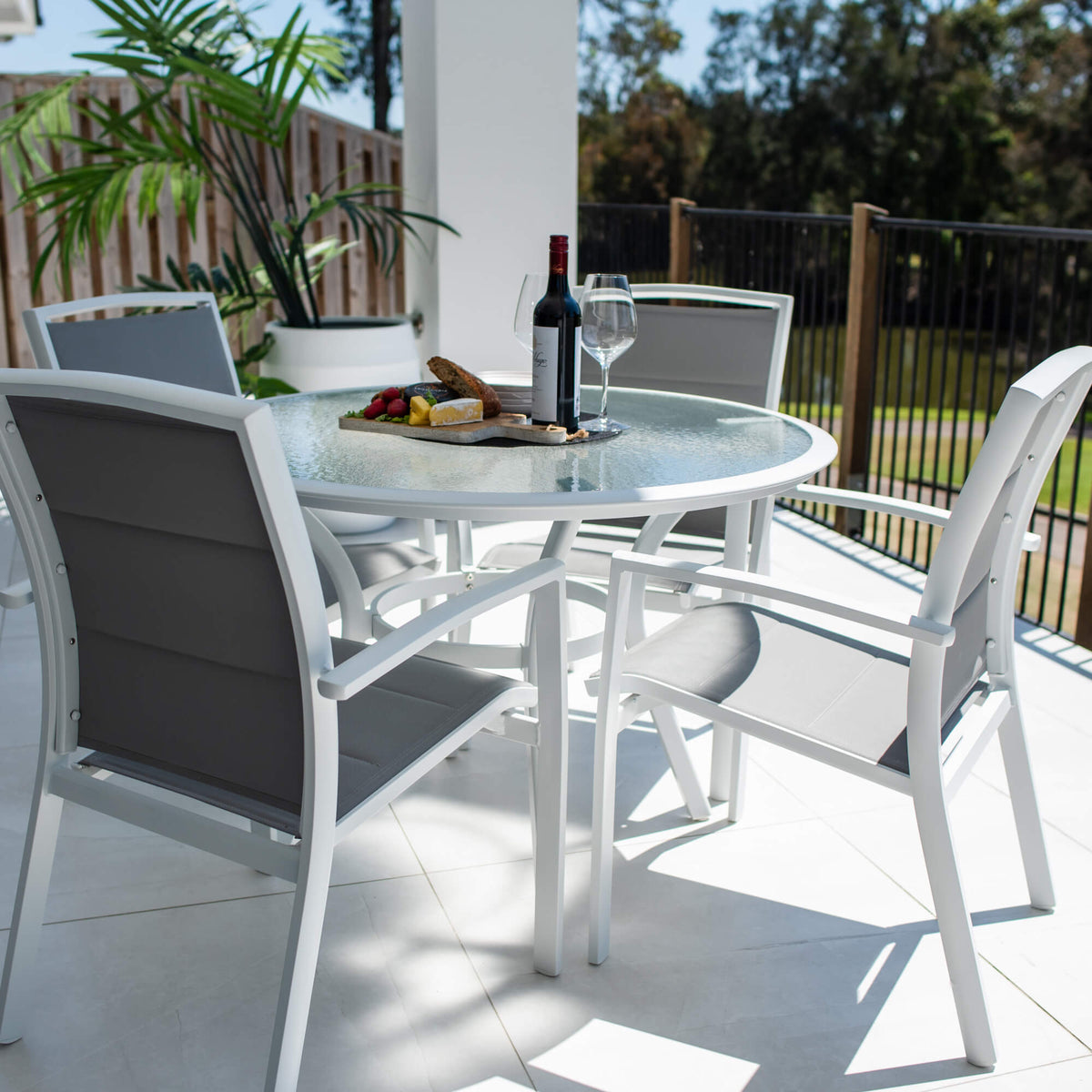 best-outdoor-furniture-Shelby Coventry - 5pce (105x105) - White/Grey Outdoor Dining Set #color_WHITE