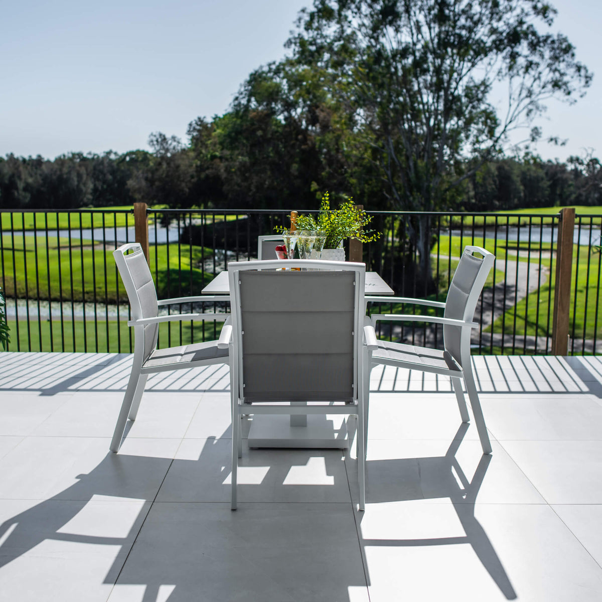 best-outdoor-furniture-Shelby Lennox - 5pce (80x80) - Outdoor Bistro Set - Outdoor Dining Set #color_WHITE