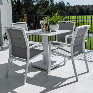 best-outdoor-furniture-Shelby Lennox - 5pce (80x80) - Outdoor Bistro Set - Outdoor Dining Set #color_WHITE