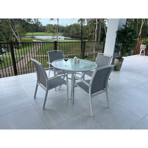 Shelby/Coventry 105cm - 5pce Outdoor Dining Set White/Grey
