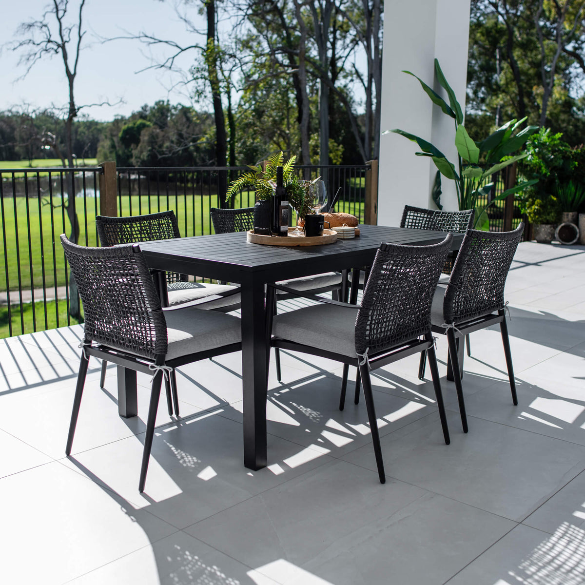 best-outdoor-furniture-Vienna Rope Aria - 7pce (150x80) - Outdoor Dining Set #color_BLACK