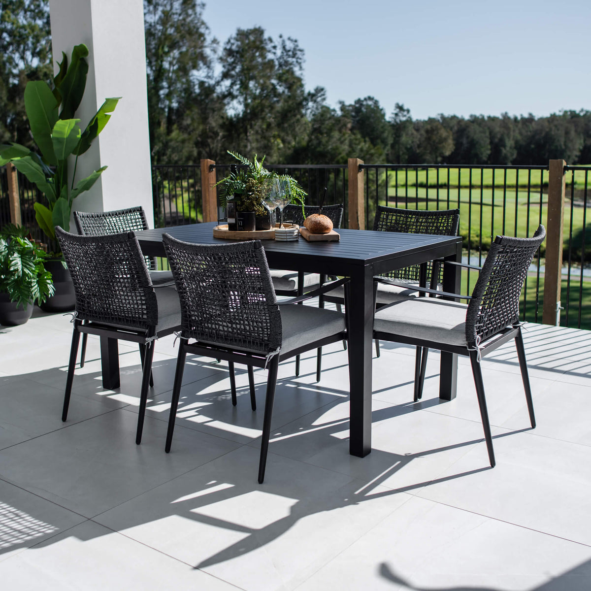 best-outdoor-furniture-Vienna Rope Aria - 7pce (150x80) - Outdoor Dining Set #color_BLACK