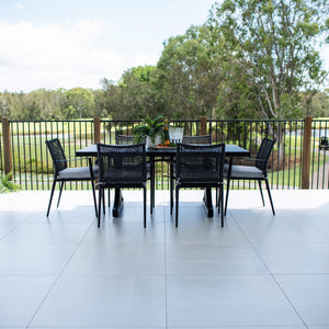 best-outdoor-furniture-Vienna Rope - Bergen Moon Slat - 7pce Outdoor Dining Set (180cm) #color_BLACK