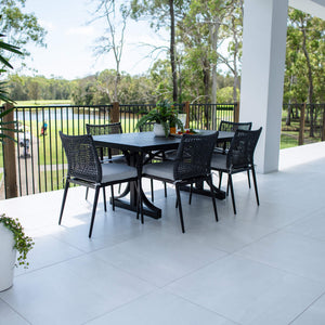 best-outdoor-furniture-Vienna Rope - Bergen Moon Slat - 7pce Outdoor Dining Set (180cm) #color_BLACK