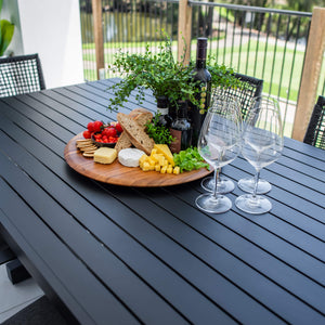 best-outdoor-furniture-Vienna Rope - Bergen Moon Slat - 7pce Outdoor Dining Set (180cm) #color_BLACK