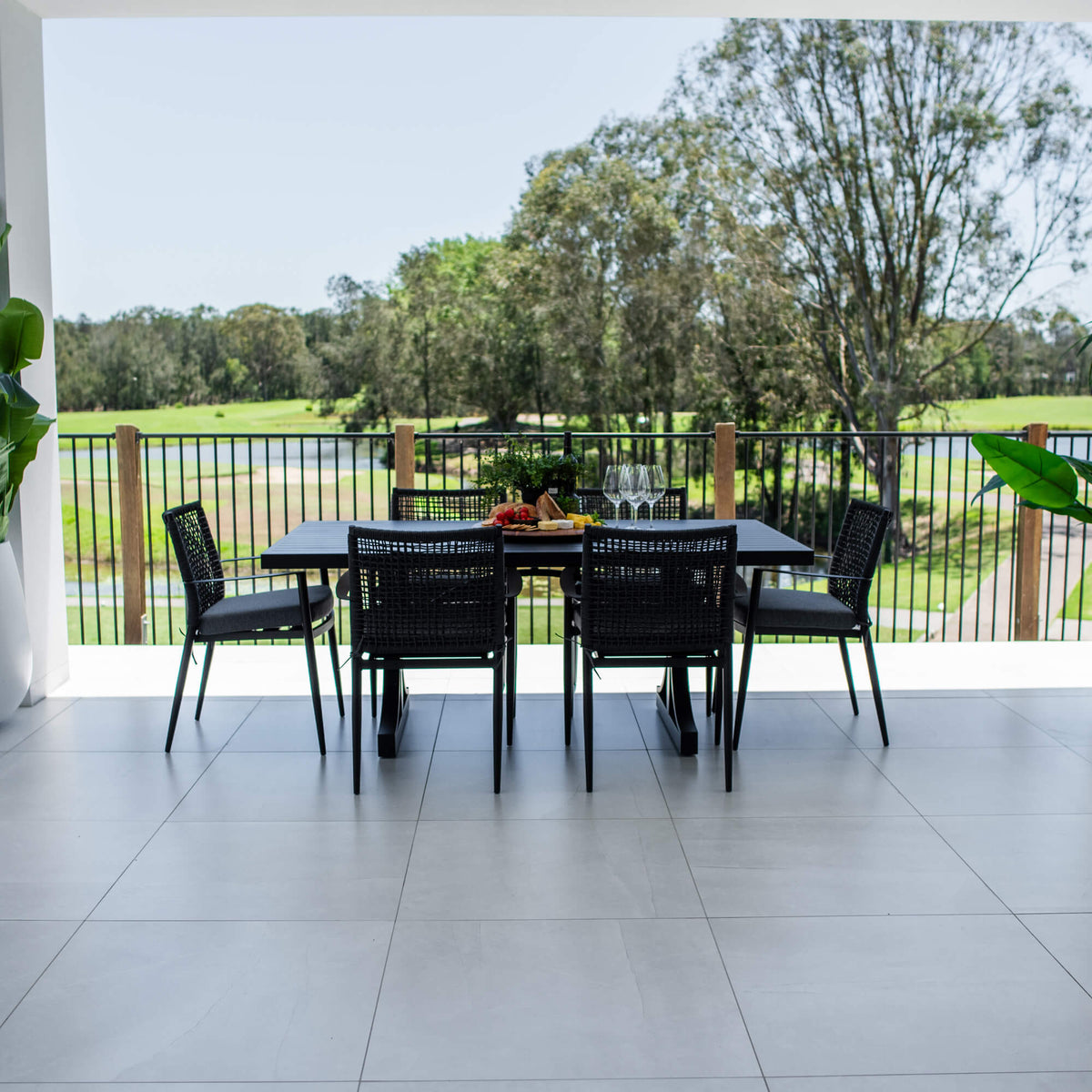 best-outdoor-furniture-Vienna Rope - Bergen Moon Slat - 7pce Outdoor Dining Set (180cm) #color_BLACK