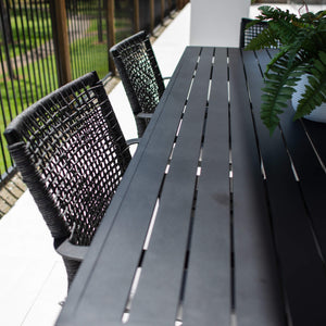 best-outdoor-furniture-Vienna Rope - Bergen Moon Slat - 7pce Outdoor Dining Set (180cm) #color_BLACK