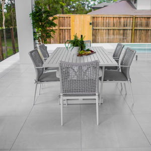 best-outdoor-furniture-Vienna Rope - Bergen Moon Slat - 7pce Outdoor Dining Set (180cm) White Grey