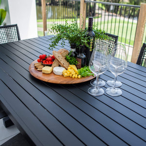 best-outdoor-furniture-Vienna Rope - Bergen Moon Slat - 7pce Outdoor Dining Set (180cm) #color_BLACK