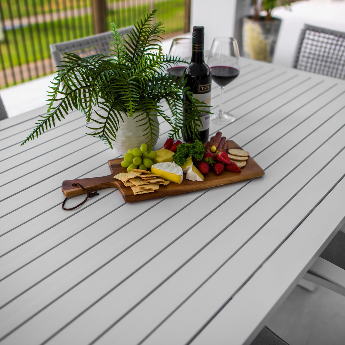 best-outdoor-furniture-Vienna Rope - Bergen Moon Slat - 7pce Outdoor Dining Set (180cm) White Grey
