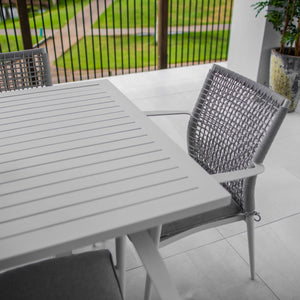 best-outdoor-furniture-Vienna Rope - Bergen Moon Slat - 7pce Outdoor Dining Set (180cm) White Grey