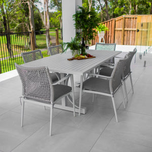 best-outdoor-furniture-Vienna Rope - Bergen Moon Slat - 7pce Outdoor Dining Set (180cm) White Grey
