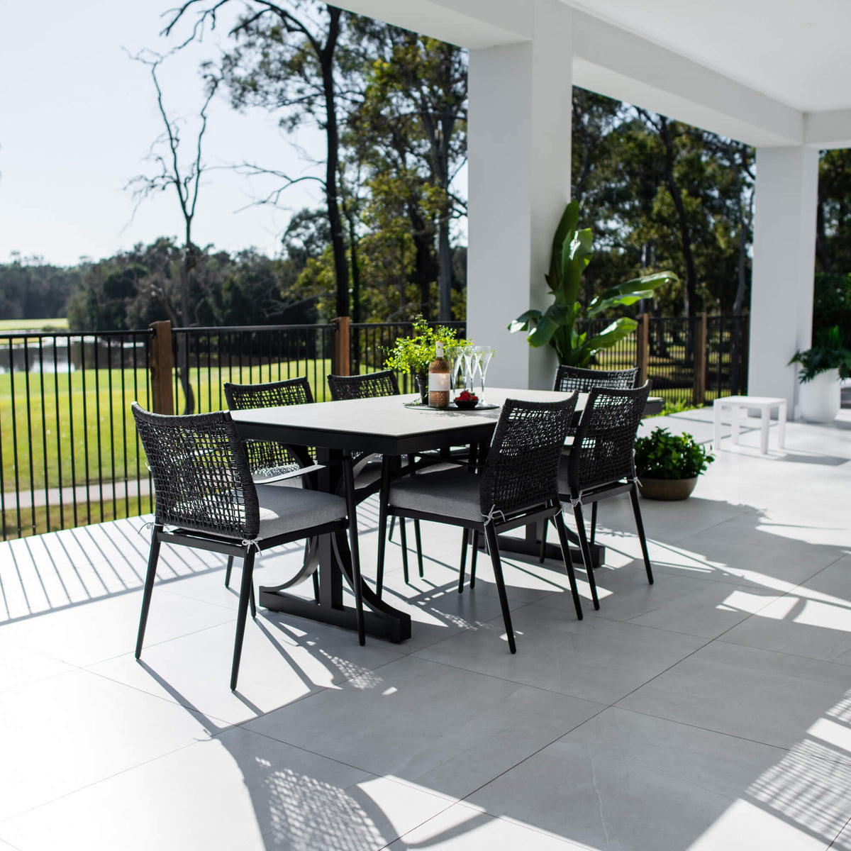 best-outdoor-furniture-Vienna Rope Ceramic - 7pce (180x100) - Outdoor Dining Set #color_BLACK