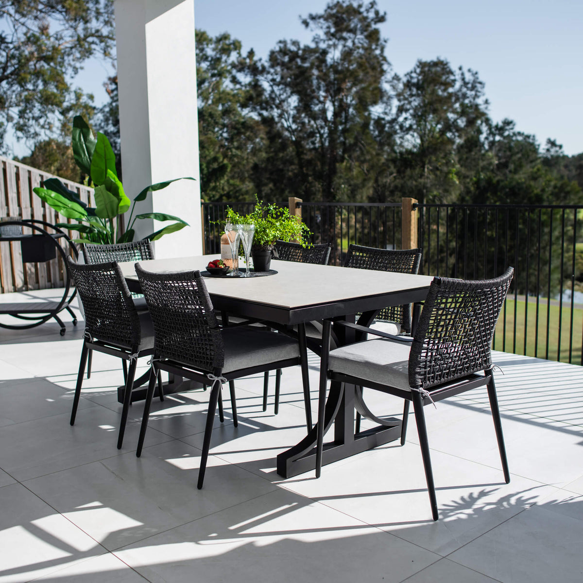 best-outdoor-furniture-Vienna Rope Ceramic - 7pce (180x100) - Outdoor Dining Set #color_BLACK