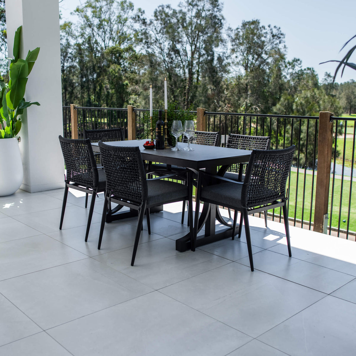 best-outdoor-furniture-Vienna Rope Chester Moon - 7pce (150x80) - Outdoor Dining Set #color_BLACK