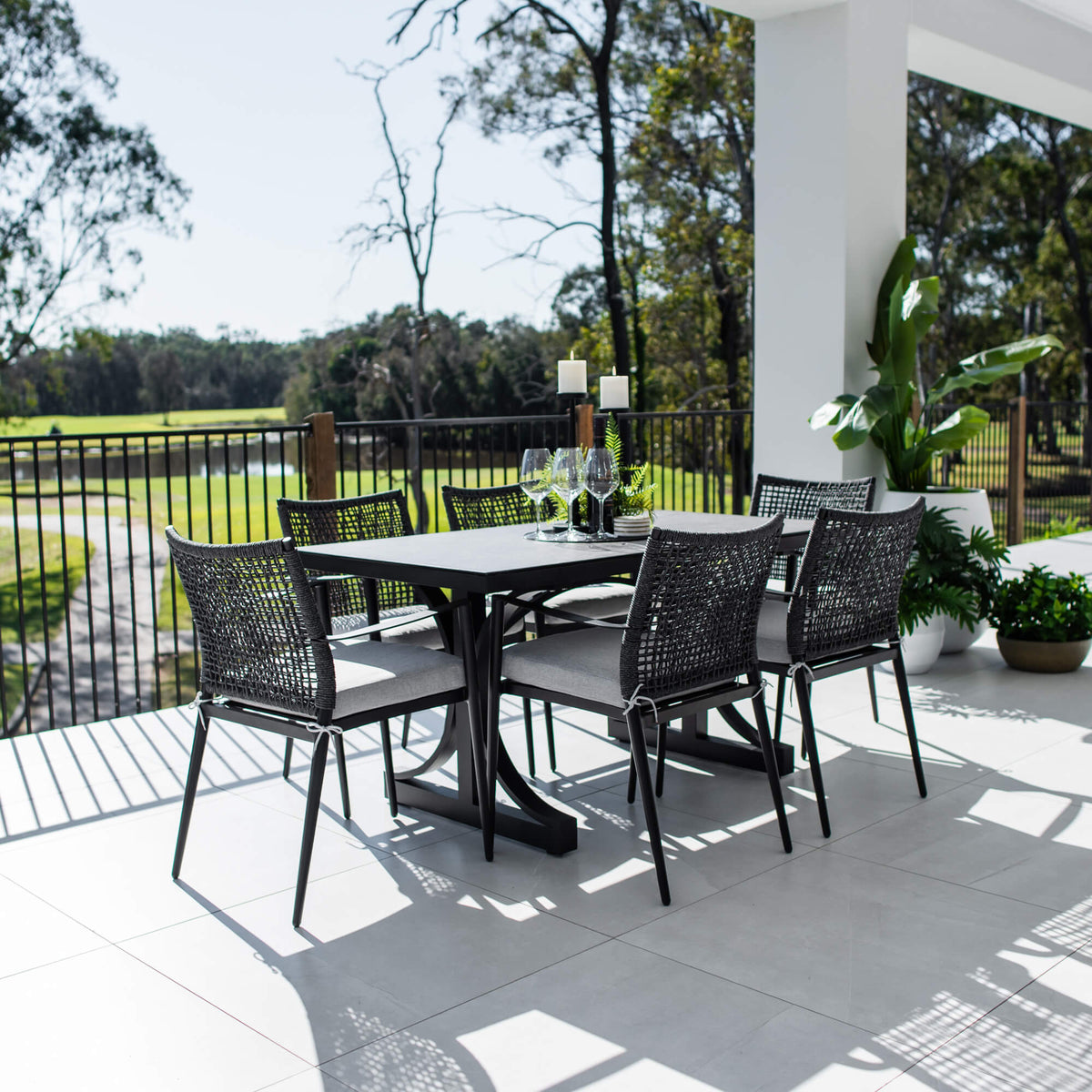 best-outdoor-furniture-Vienna Rope Chester Moon - 7pce (150x80) - Outdoor Dining Set #color_BLACK