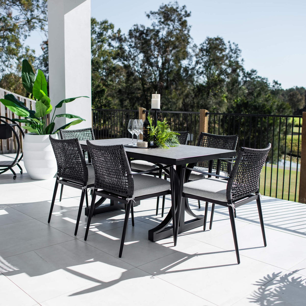best-outdoor-furniture-Vienna Rope Chester Moon - 7pce (150x80) - Outdoor Dining Set #color_BLACK