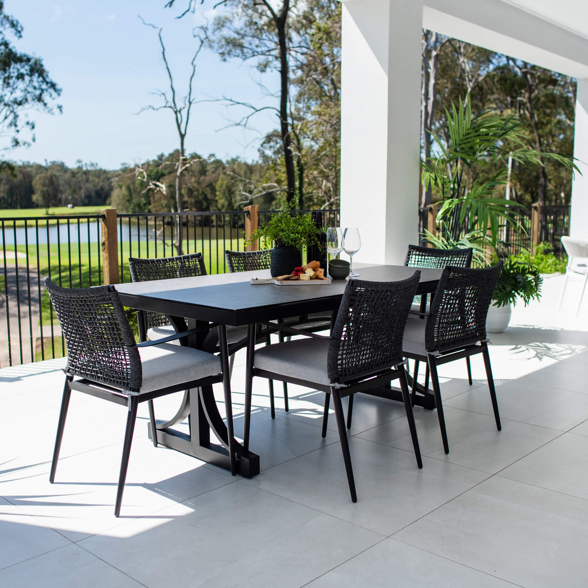 best-outdoor-furniture-Vienna Rope Chester Moon - 7pce (180x100) - Outdoor Dining Set #color_BLACK