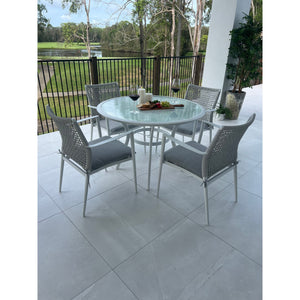 best-outdoor-furniture-Vienna Rope - Coventry 105cm - 5pce Outdoor Dining Set White/Grey