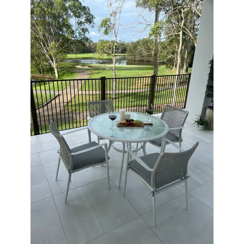 Vienna Rope - Coventry 105cm - 5pce Outdoor Dining Set White/Grey