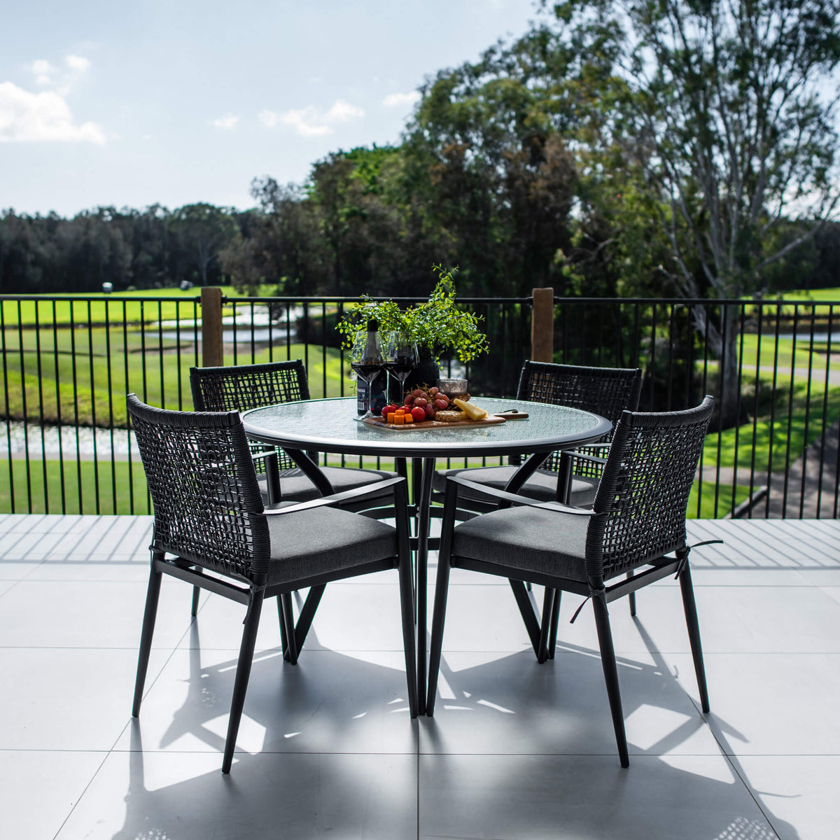 best-outdoor-furniture-Vienna Rope Coventry - 5pce (105x105) - White/Grey Outdoor Dining Set #color_BLACK