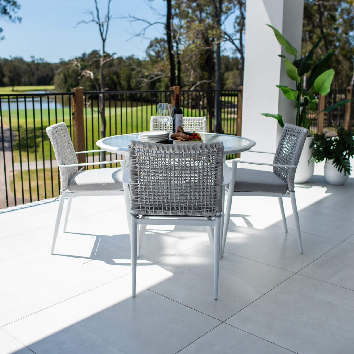 best-outdoor-furniture-Vienna Rope Coventry - 5pce (105x105) - White/Grey Outdoor Dining Set #color_WHITE