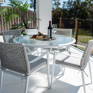 best-outdoor-furniture-Vienna Rope Coventry - 5pce (105x105) - White/Grey Outdoor Dining Set #color_WHITE