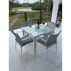 best-outdoor-furniture-Vienna Rope - Hudson - 5pce Outdoor dining Set (90cm) White/Grey
