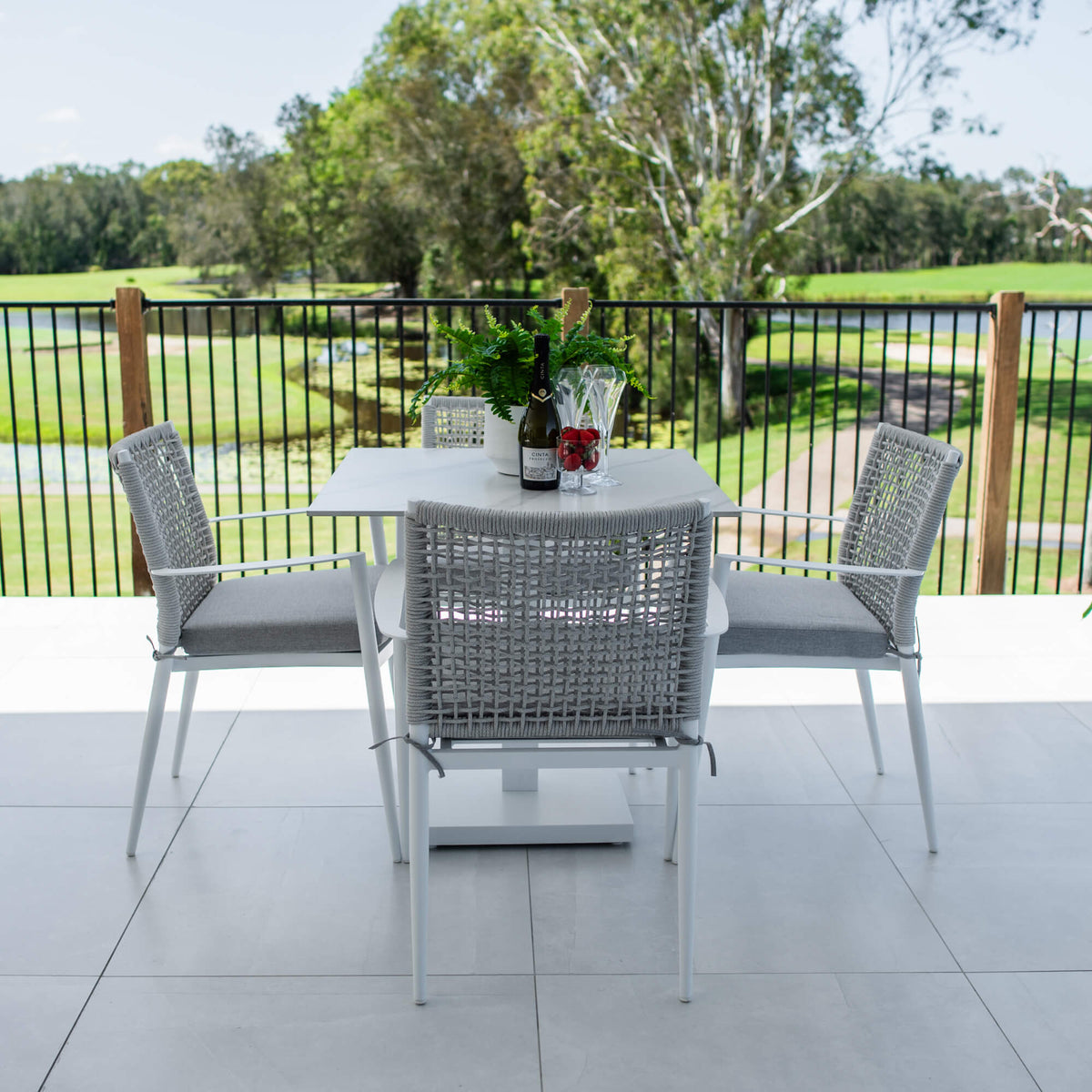 Vienna Rope Lennox - 5pce (80x80) - Outdoor Bistro Set - Outdoor Dining Set