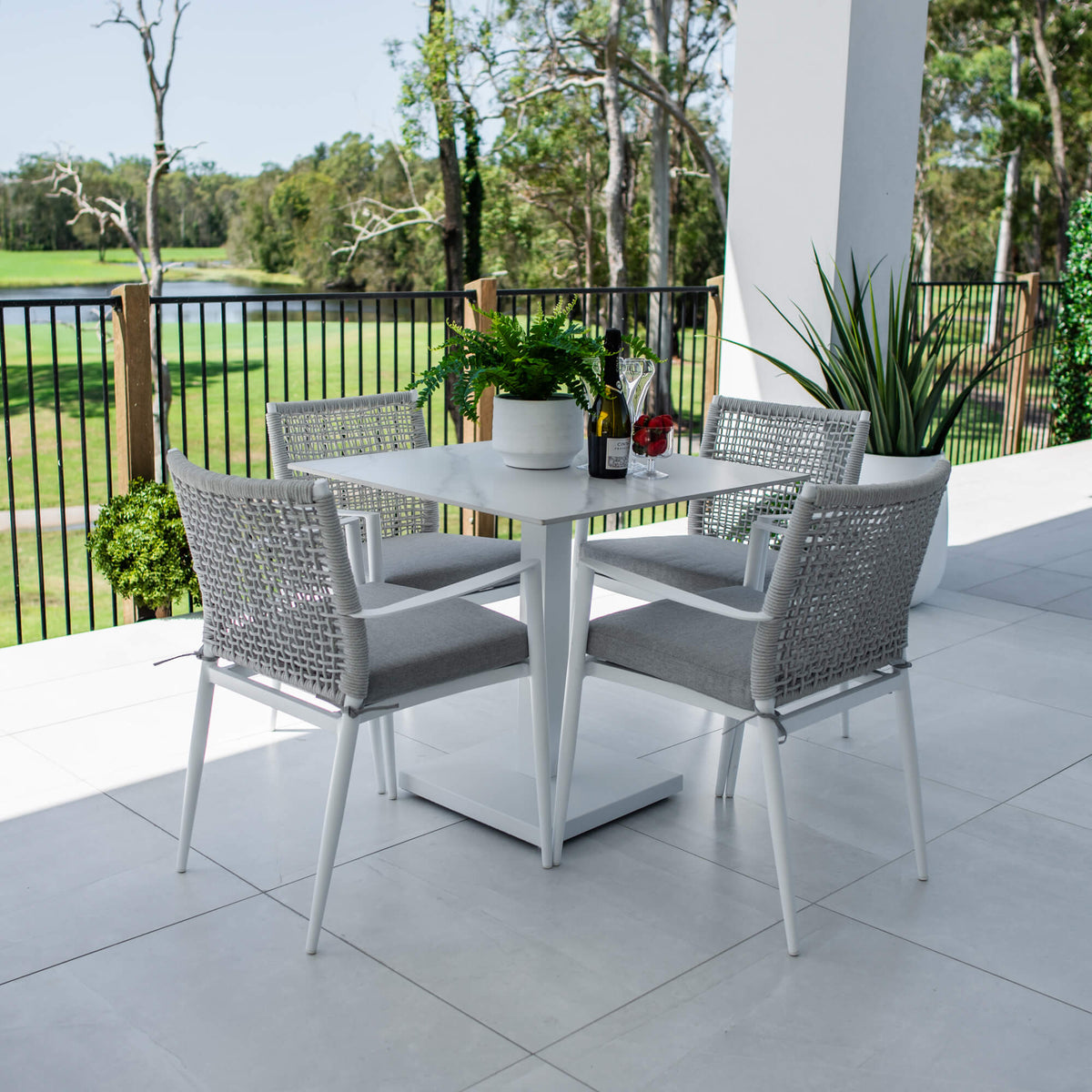 Vienna Rope Lennox - 5pce (80x80) - Outdoor Bistro Set - Outdoor Dining Set