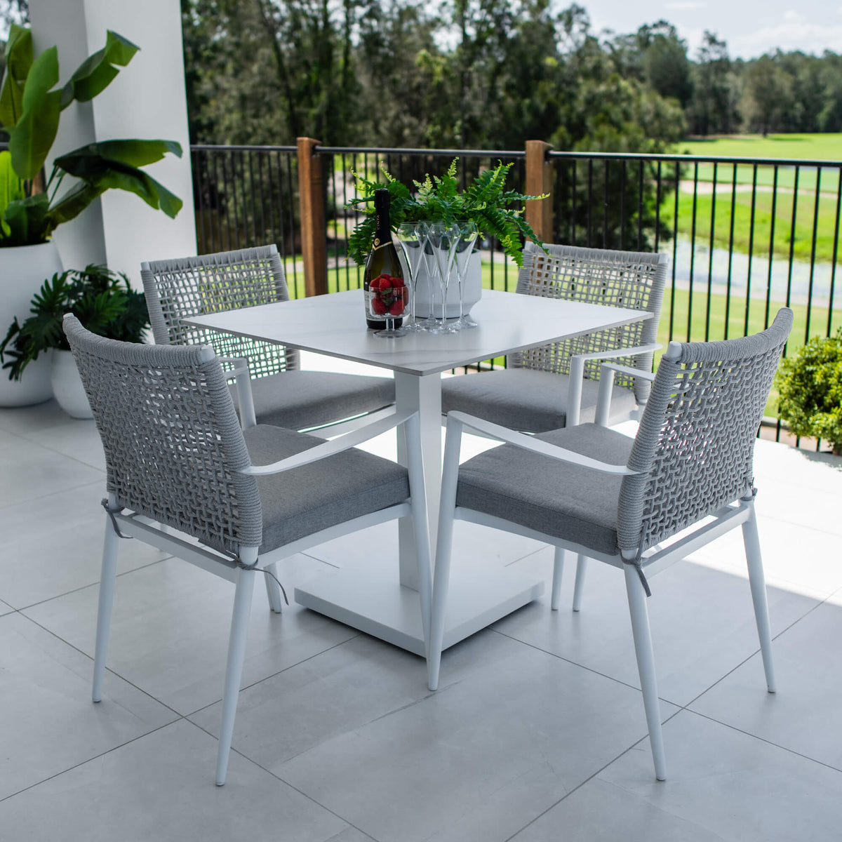 Vienna Rope Lennox - 5pce (80x80) - Outdoor Bistro Set - Outdoor Dining Set