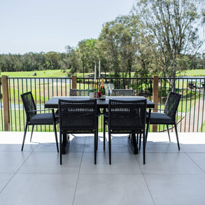 best-outdoor-furniture-Vienna Rope Malibu - 7pce (150x80) - Outdoor Dining Set #color_BLACK