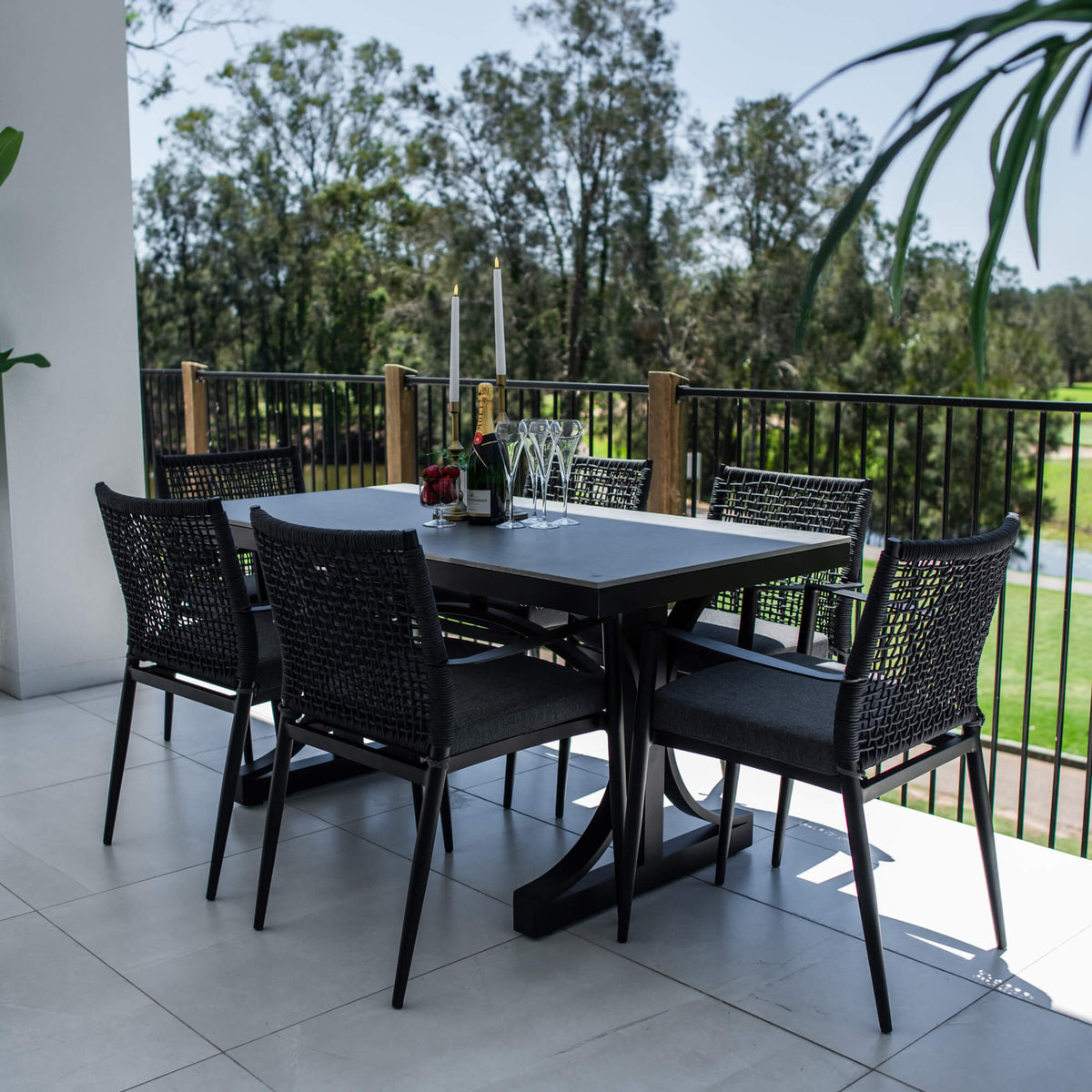 best-outdoor-furniture-Vienna Rope Malibu - 7pce (150x80) - Outdoor Dining Set #color_BLACK